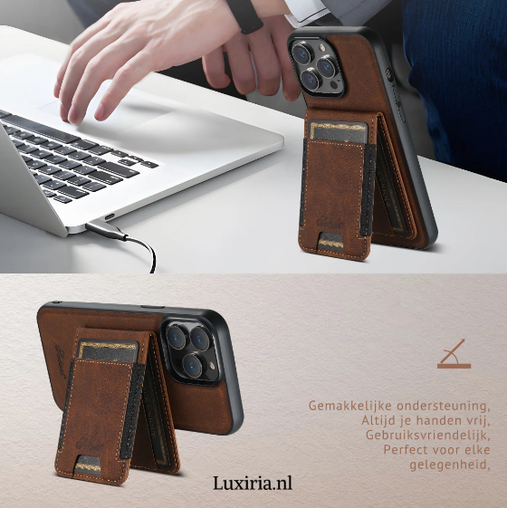 Luxi Magsafe | hoog kwaliteit Leren Telefoon hoesje | Pasjeshouder | Portemonnee | Draadloze oplaadcase |