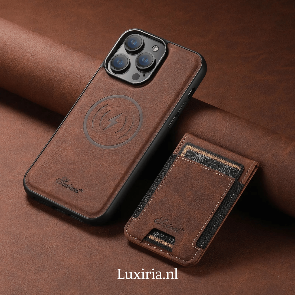 Luxi Magsafe | hoog kwaliteit Leren Telefoon hoesje | Pasjeshouder | Portemonnee | Draadloze oplaadcase |