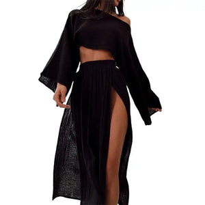 Luxiria's Crop Top en Split Rok Set - Luxiria