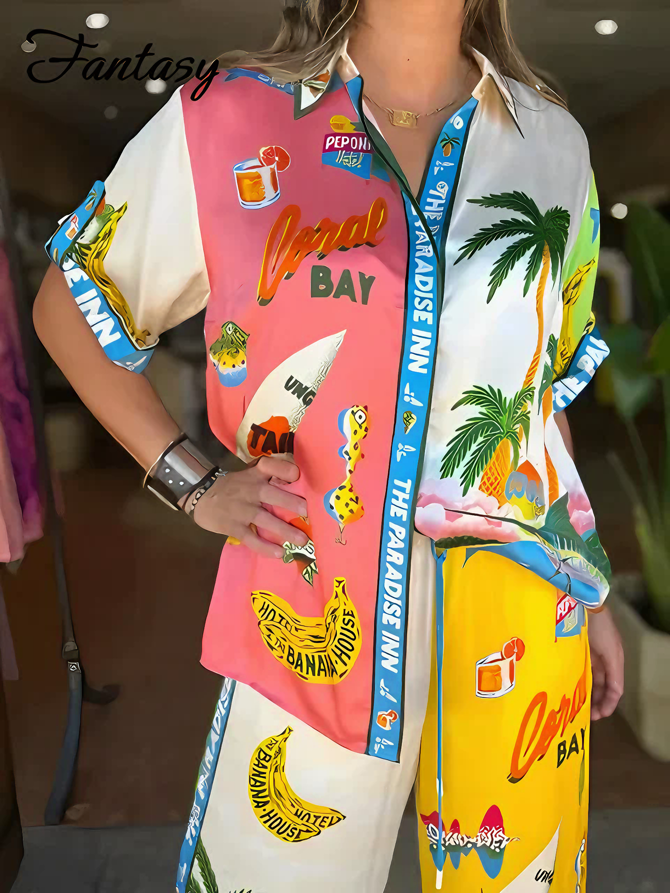 Luxiria's Kleurrijke zomerset wijdepijpen - Luxiria